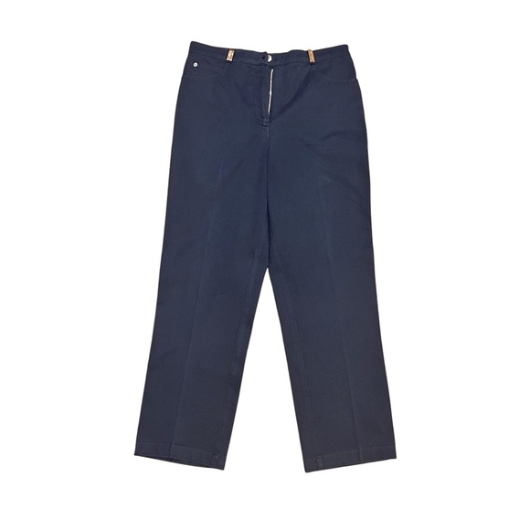 St. John Sport VTG BLK Pants SZ 6 High Rise Gold Logo Hardware Preppy Classic - Picture 1 of 7